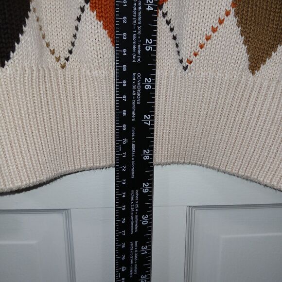 Vintage Woods & Gray Argyle Sweater Men's L Beige Orange Brown Size L Preppy - Picture 13 of 14